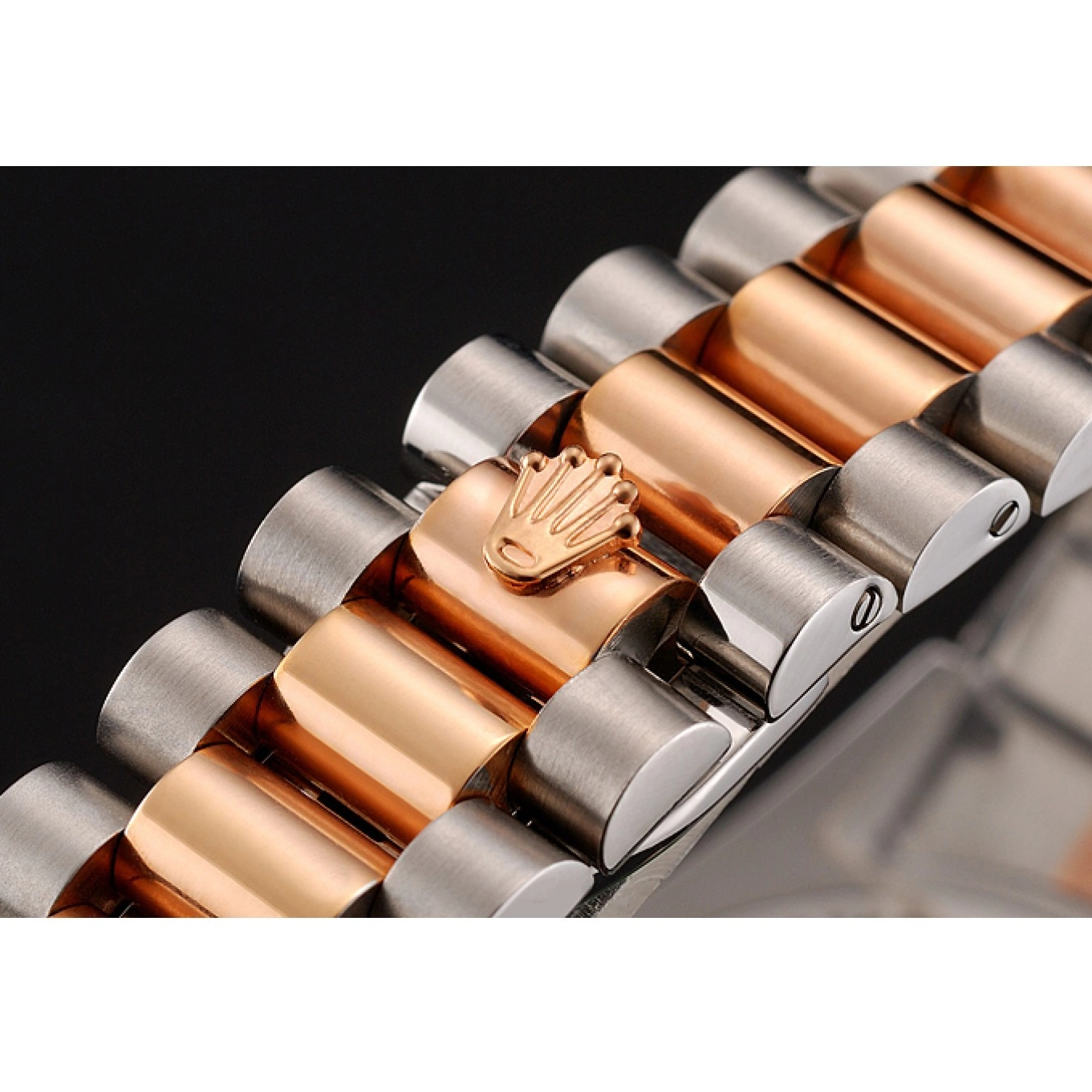MiroTime 0817 Swiss Rolex Day-Date Diamonds Bezel White Dial Rose Gold And Staineless Steel Bracelet 1454108